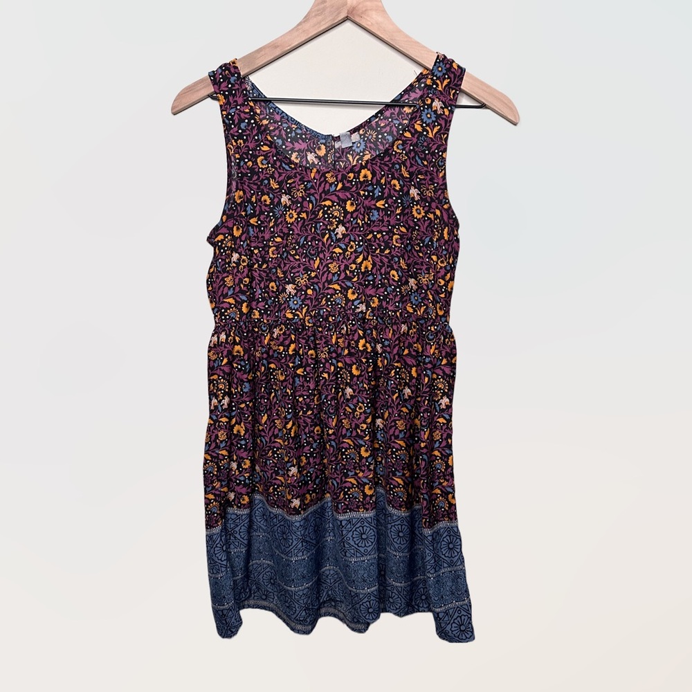 Urban Outfitters Ecote Boho Preppy Swing Dress Sleeveless Bird Floral Size S